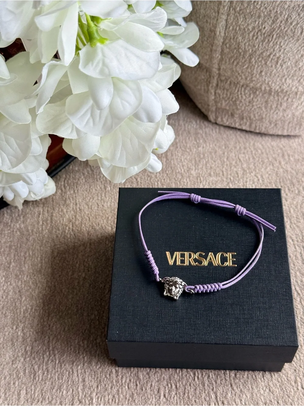 Versace Women’s Lavender Cord Bracelet with Signature Medallion